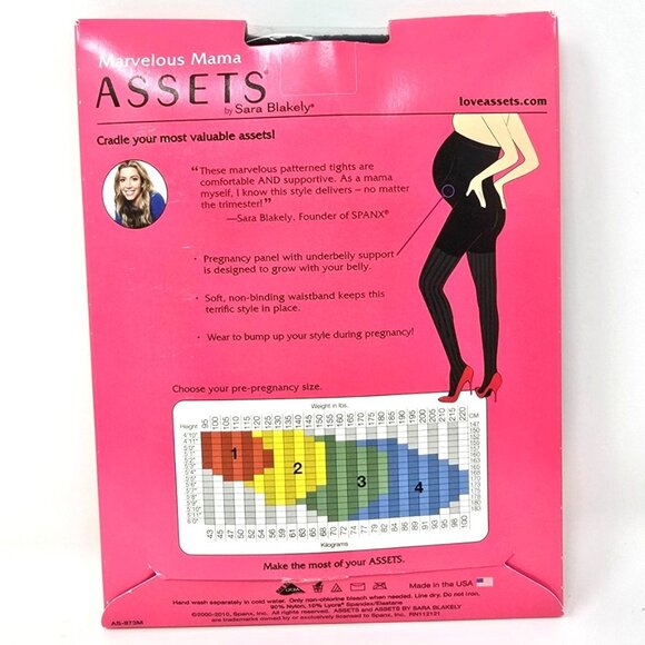 Marvelous Mama Assets Spanx Black Opaque Stripe Taming Maternity Tights Size 3 - Picture 2 of 3